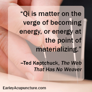 Qi is matter on the verge of becoming energy, or energy at points materializing. Qi is matter on the verge of becoming energy, or energy at points materializing.